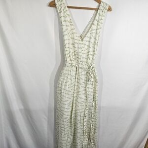 a new day Women Pale Pink Green Fish Print V-Neck Low Back Maxi Dress Size M